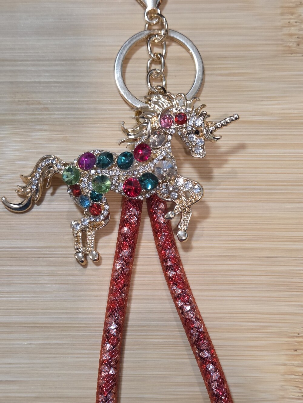 🦄✨ LUXURY Red Bling Unicorn Bag Charm Keychain ✨🦄